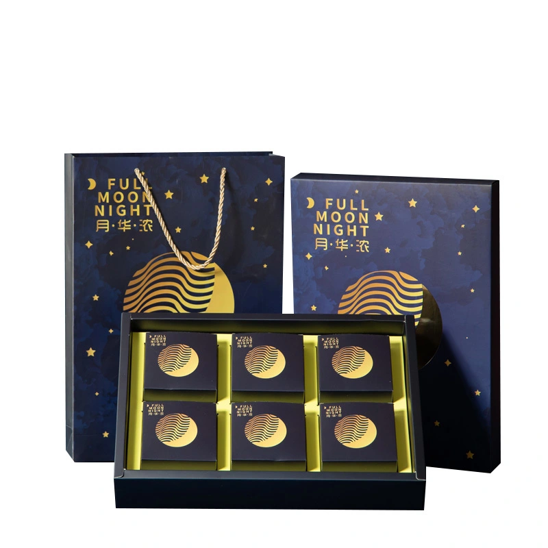 Hong Kong Custom Supplier Wholesale 4-6 Dividers Decorative  Food Grade Gift Cardboard Packaging Paper Mid Autumn Festival Mooncake Box 1