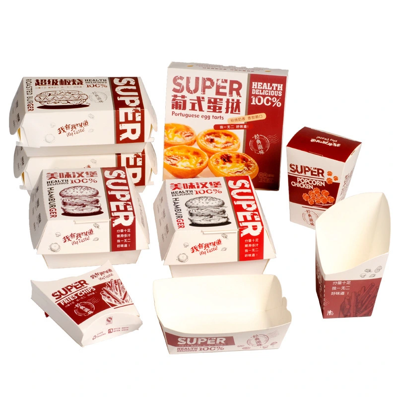 Hong Kong Customized Logo High-end Best Quality Lunch Pizza Hamburger Fried Chicken Bread Noodle Cardboard Paper Food Packaging Box 1