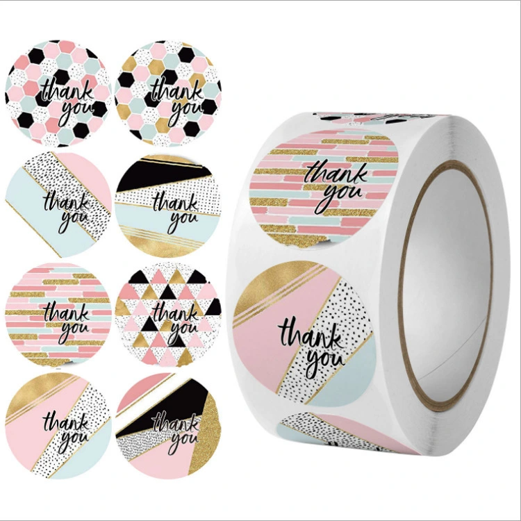Wholesale Custom Supplies Printing Biodegradable Round energy thank you drink neck Stickers for Small Business Boutiques Wrapping 1