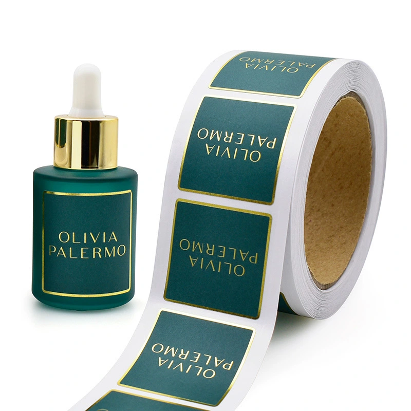 Custom Printing Logo Self Adhesive Waterproof Round Roll  Gold Foil  Vinyl Cosmetic Bottle Packaging Label Stickers 1