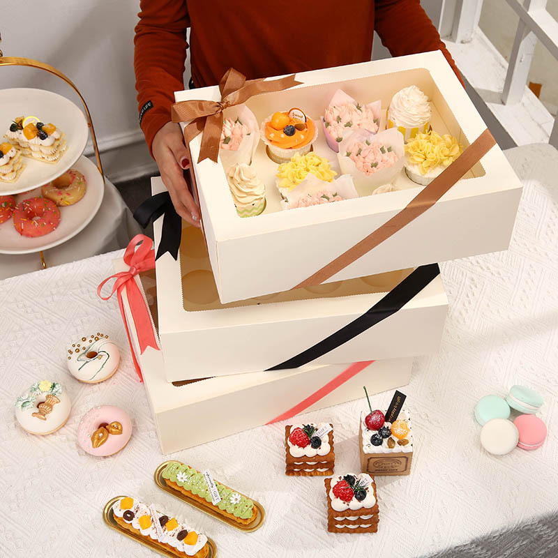 Custom Round Surprise Foldable Sweet Transparent donut ramadan gift Cup Cake Food Product Boxes Packages with Clear Window 2
