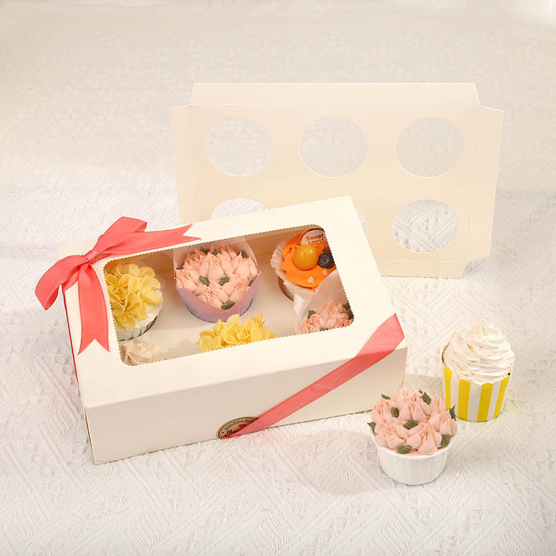 Custom Round Surprise Foldable Sweet Transparent donut ramadan gift Cup Cake Food Product Boxes Packages with Clear Window 5