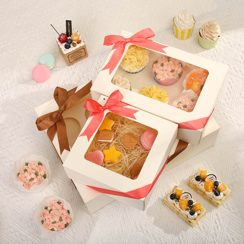 Custom Round Surprise Foldable Sweet Transparent donut ramadan gift Cup Cake Food Product Boxes Packages with Clear Window 4