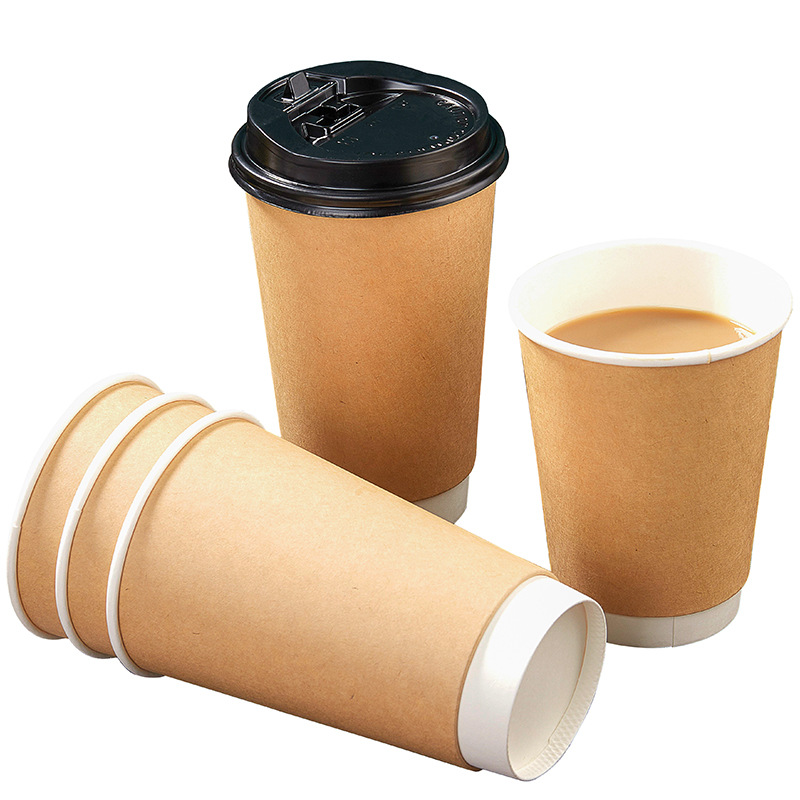 Custom wholesale Food grade quality biodegradable disposable double PE coating cold tea drink coffee takeaway paper cup with logo 3