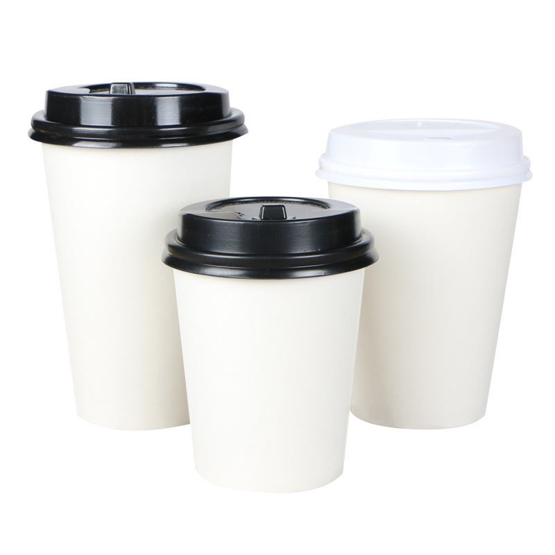 Custom Printed Various size bio disposable recycled Double Wall milk tea dessert drinking Coffee Kraft Paper Cups with Lids 2