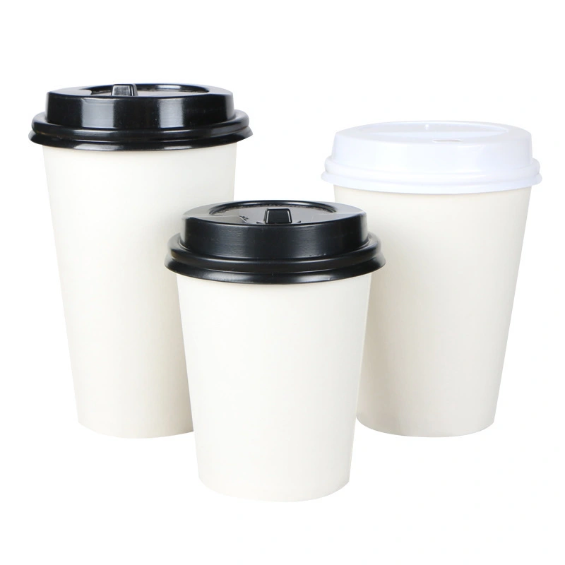 Custom Printed Various size bio disposable recycled Double Wall milk tea dessert drinking Coffee Kraft Paper Cups with Lids 1