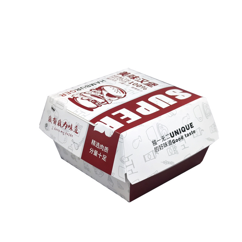 Caja de hamburguesas para llevar de comida rápida con diseño personalizado de WELM 3