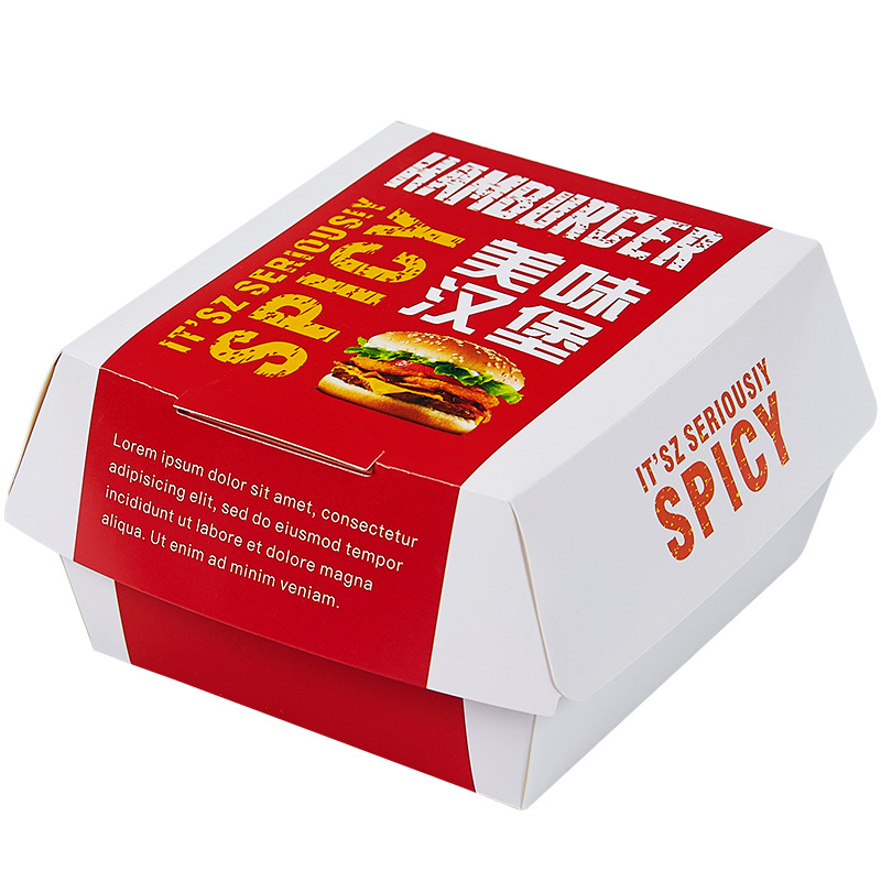 Custom Disposable Food Grade French Fried Chicken Food Hamburger Container Packaging Cardboard Paper Burger Box 4