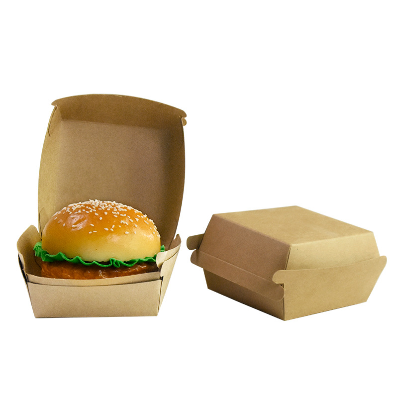 Caja de papel corrugado para hamburguesas, embalaje de comida rápida de grado alimenticio ecológico con logotipo personalizado al por mayor 2