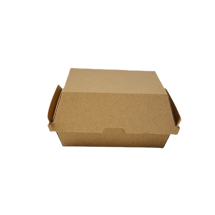 Caja de papel biodegradable para hamburguesas con logotipo personalizado impreso, caja de papel para entrega de comida rápida. 3