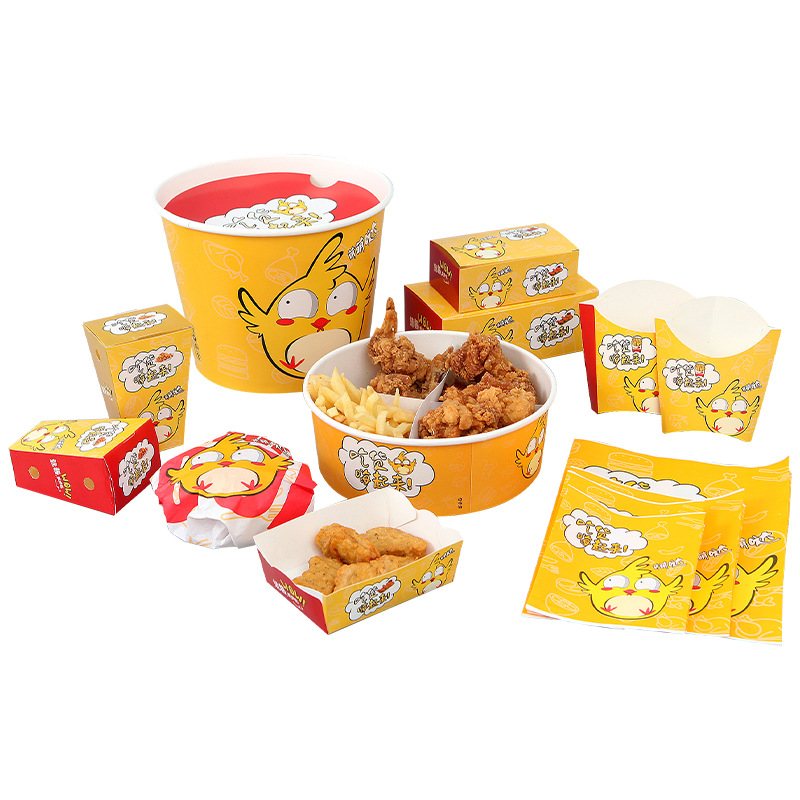 Customized size disposable fast food takeaway fried chicken burger french fries food packaging box 5