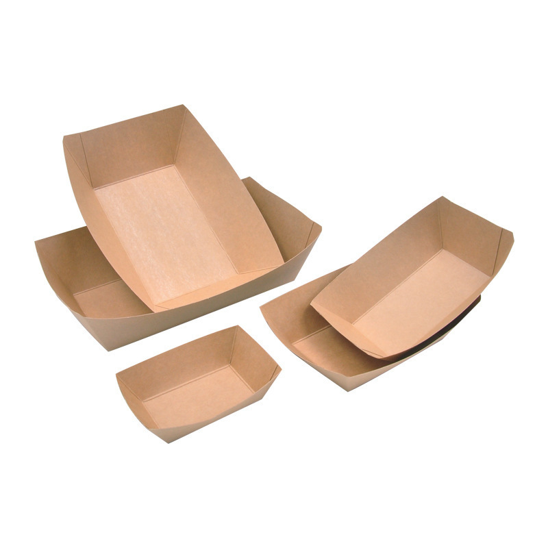 Custom Print Biodegradable Eco friendly Food Grade Boat Serving Hot dog Snack French Fries Chips Takeaway Kraft Paper Box 2