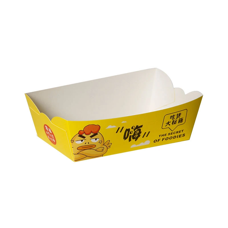 Custom Wholesale Print French Fried Chips Burger Fast Food Packing Box Food Cardboard Paper Packaging Boat Serving Box 1