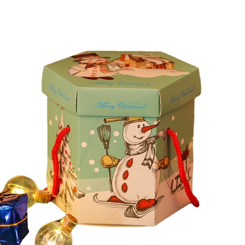 Custom paper hexagonal empty mistery friendly big printing lipgloss paper carton designer Christmas gift card box with lids 1