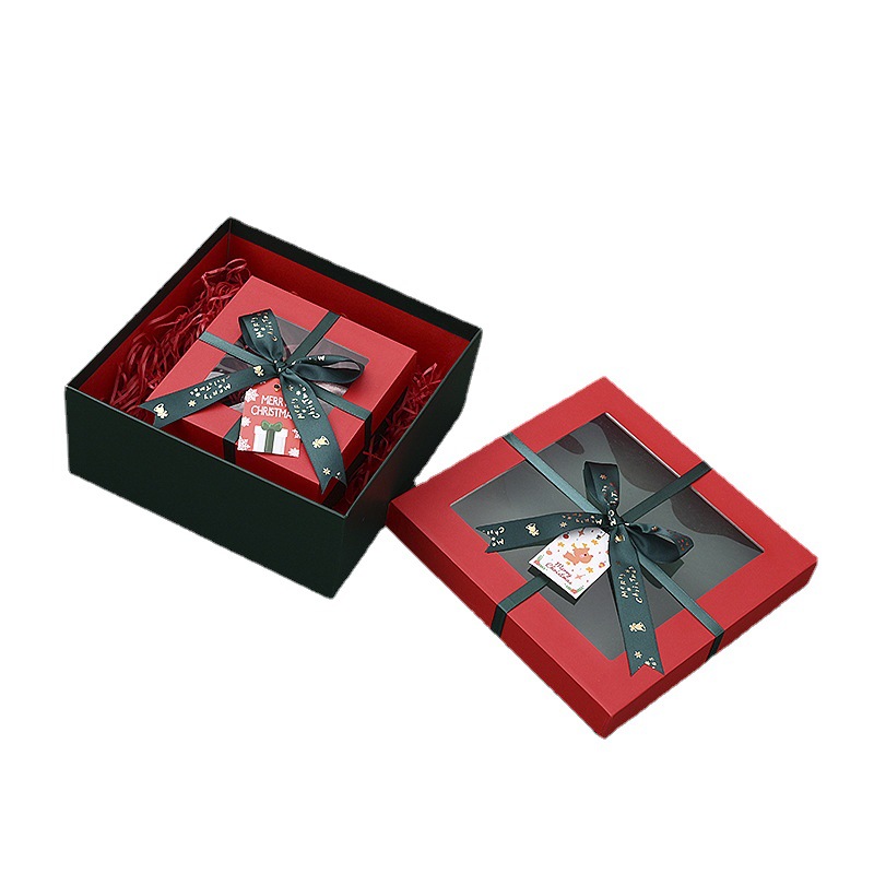 Custom Christmas clear window packaging soap waffle macarons candle chocolate covered strawberries gift boxes custom with ribbon 1