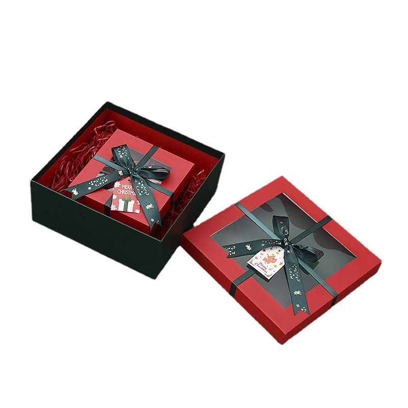 Custom Christmas clear window packaging soap waffle macarons candle chocolate covered strawberries gift boxes custom with ribbon 1