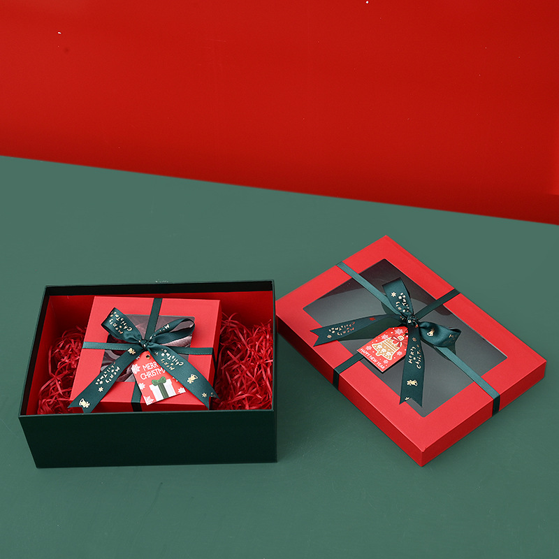 Custom Christmas clear window packaging soap waffle macarons candle chocolate covered strawberries gift boxes custom with ribbon 5