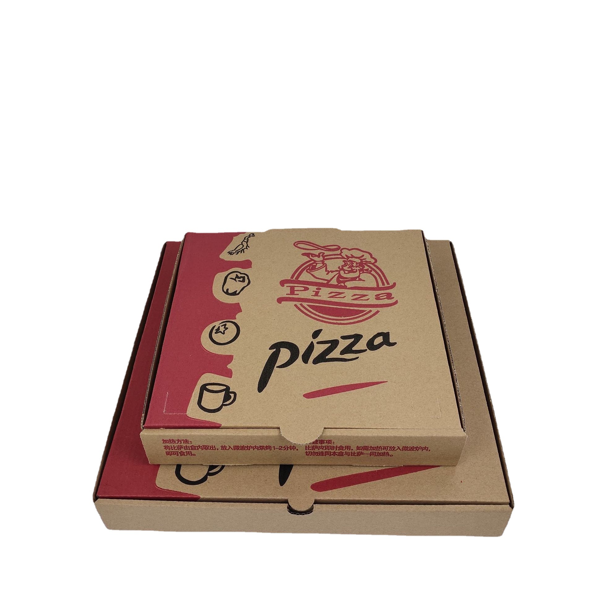 Custom wholesale colorful foldable black brown 8 inch 12 inch corrugated paper packaging takeaway food pizza box with logo print 2