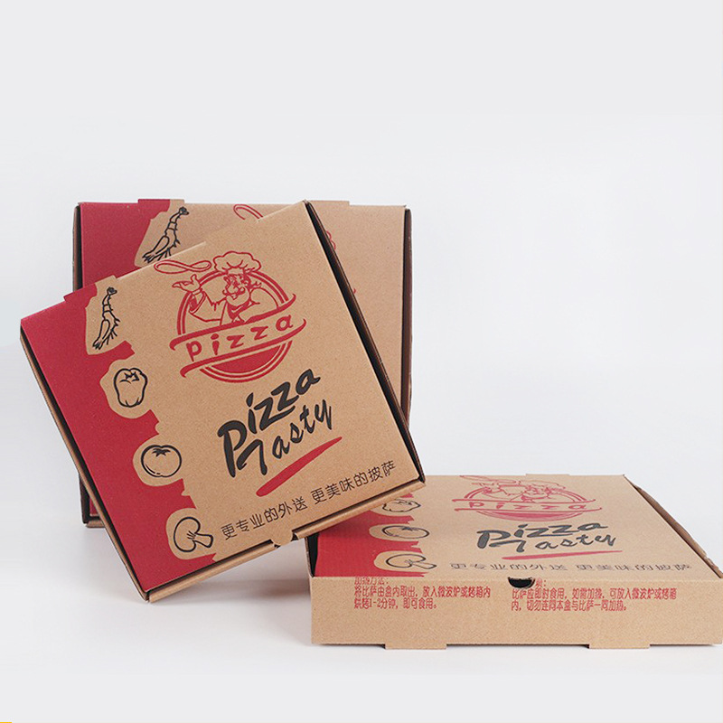 Custom wholesale colorful foldable black brown 8 inch 12 inch corrugated paper packaging takeaway food pizza box with logo print 6