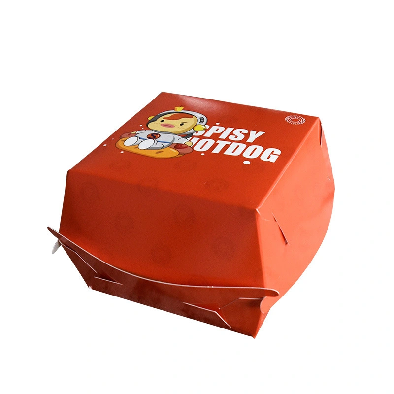 Custom wholesale biodegradable mini packaging printed take out white cardboard paper catering clamshell Fried Chips burger box 1