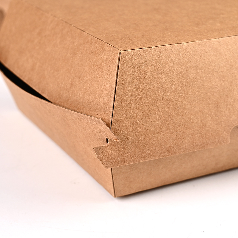 Custom packaging eco friendly square foldable print kraft brown paper cookie snack chicken pizza burger box China manufacturer 5