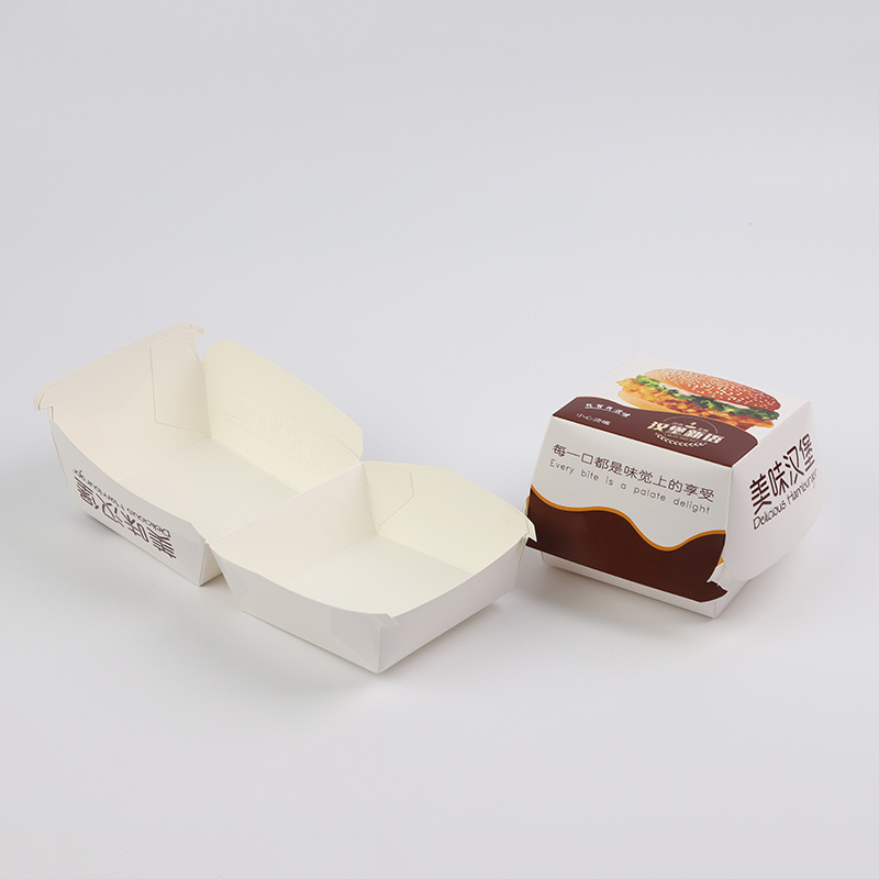 Custom eco friendly take away corrugated paper lunch chicken packaging China manufacturers brown burger box with logo 5
