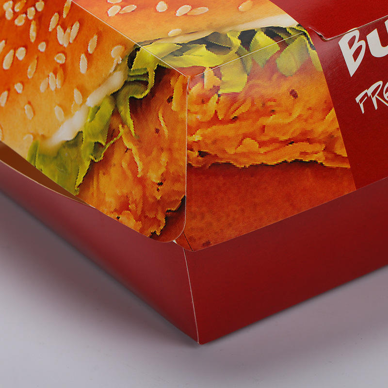 Custom carton full color brown black white square large mini disposable preserved paperboard take out fold standard paper burger box 5