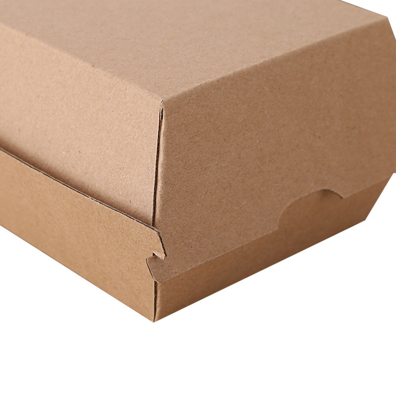 Customized logo eco friendly compostable french fries fried wing paper togo snacks fast food kraft paper burger hamburger box 3