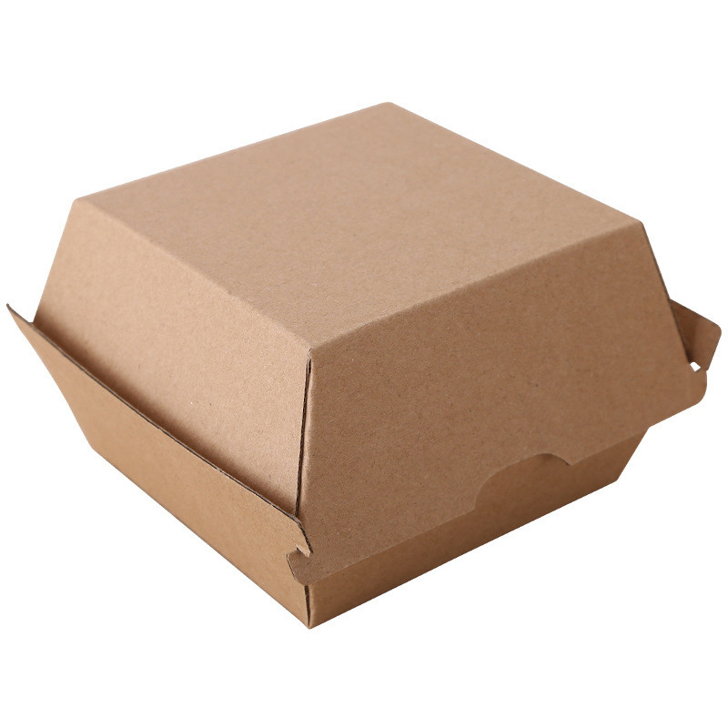Customized logo eco friendly compostable french fries fried wing paper togo snacks fast food kraft paper burger hamburger box 2