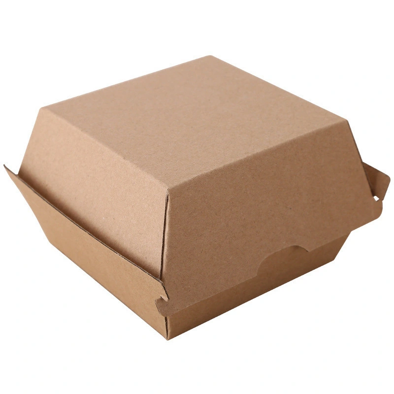 Customized logo eco friendly compostable french fries fried wing paper togo snacks fast food kraft paper burger hamburger box 1