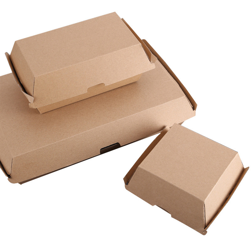 Customized logo eco friendly compostable french fries fried wing paper togo snacks fast food kraft paper burger hamburger box 5