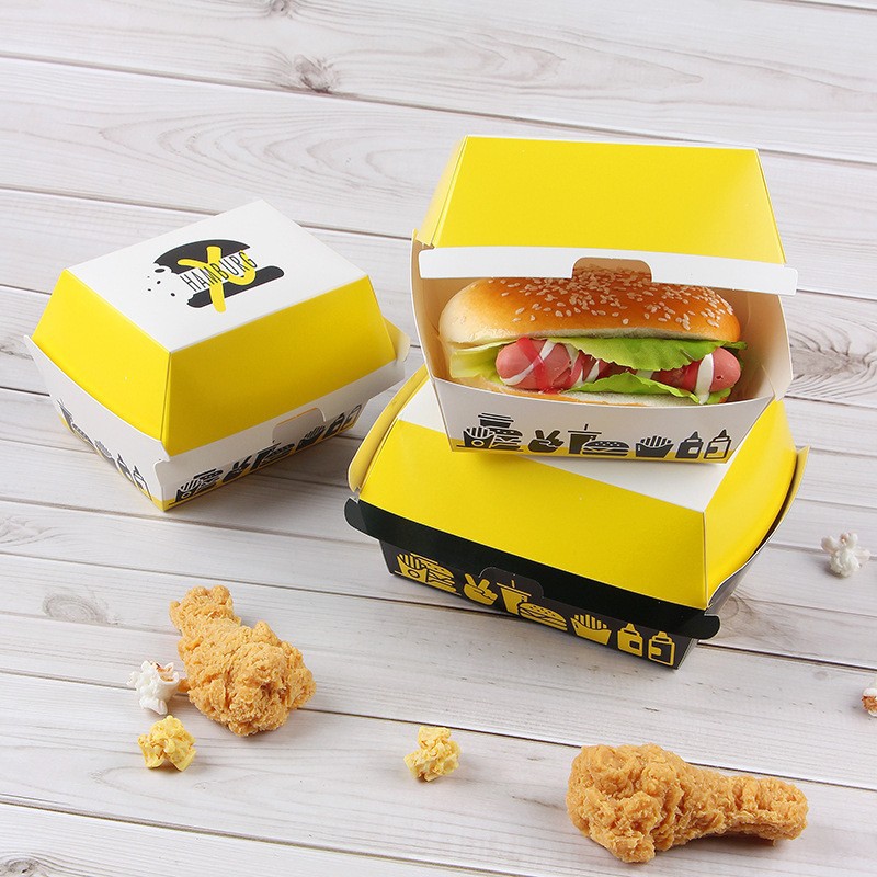 Customized high quality reusable oil proof hamburger fried chicken french fries hot dog cake pastry kraft corrugated paper boxes 5
