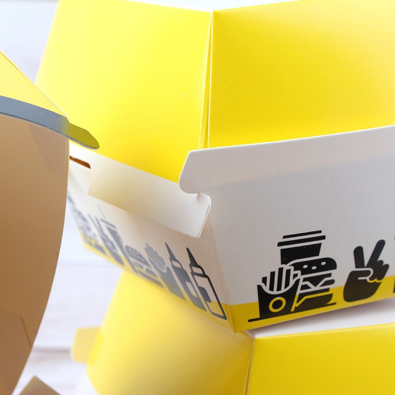 Customized high quality reusable oil proof hamburger fried chicken french fries hot dog cake pastry kraft corrugated paper boxes 6