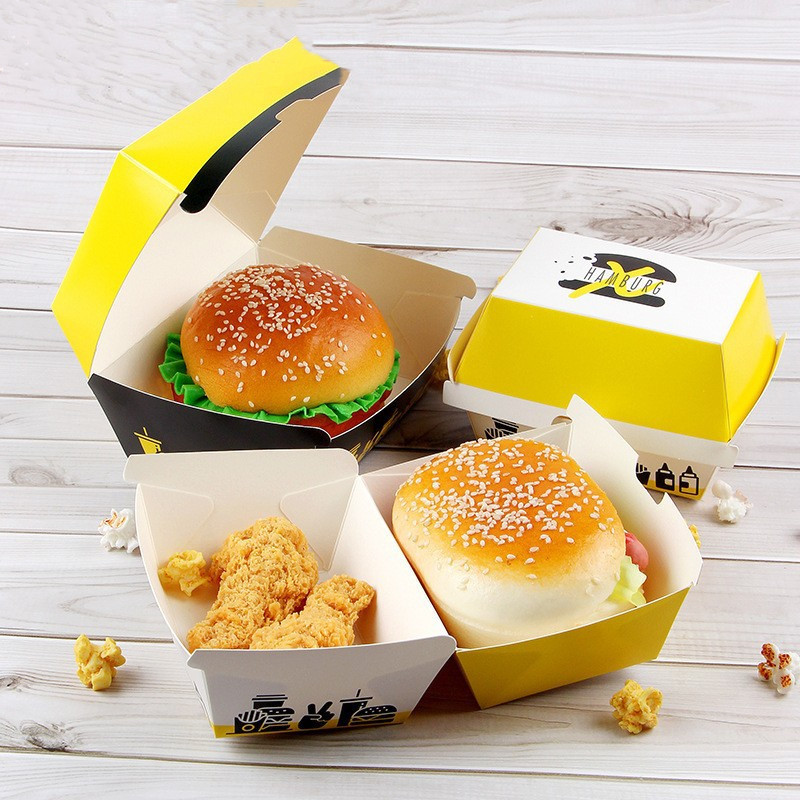 Customized high quality reusable oil proof hamburger fried chicken french fries hot dog cake pastry kraft corrugated paper boxes 4