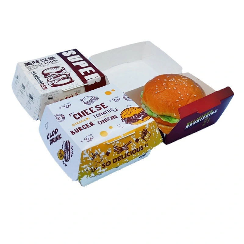 Customizable hot sale burger eco friendly paper packaging collapsible waffle muffin cake sushi lunch boxes food packaging box 1