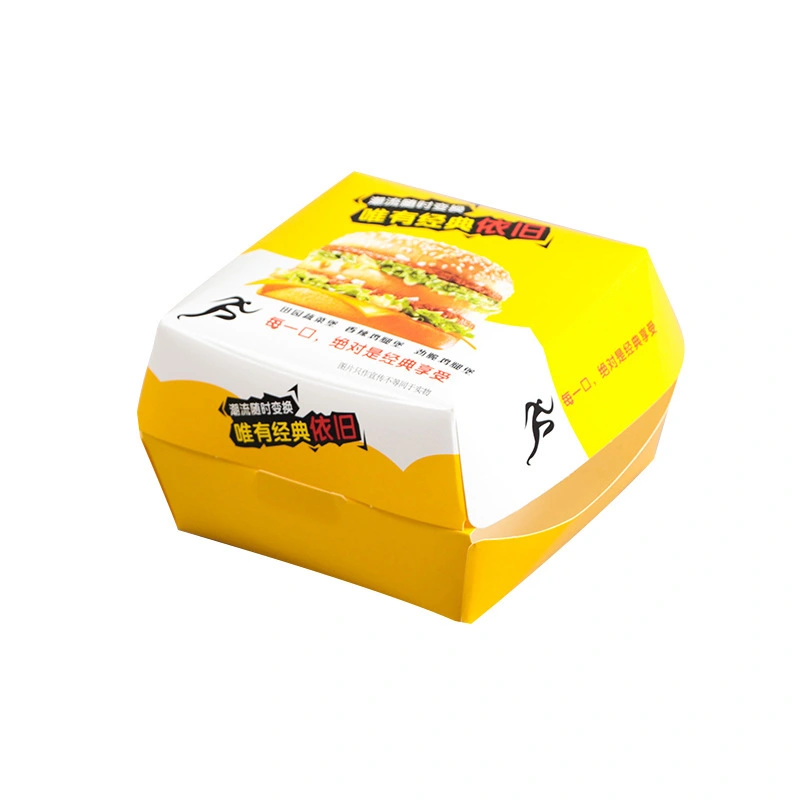 Customized printed logo eco reusable potato chip french fries fried chicken sushi paper hamburger packaging clamshell burger box 1