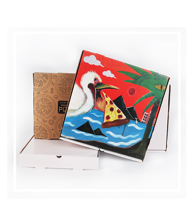 Custom printed personalised all size 9 10 11 12 14 18 Inch corrugated fries hamburger kraft paper pizza boxes Custom packaging hexagon square triangle carton 14inch 16 inch pizza box for food 3