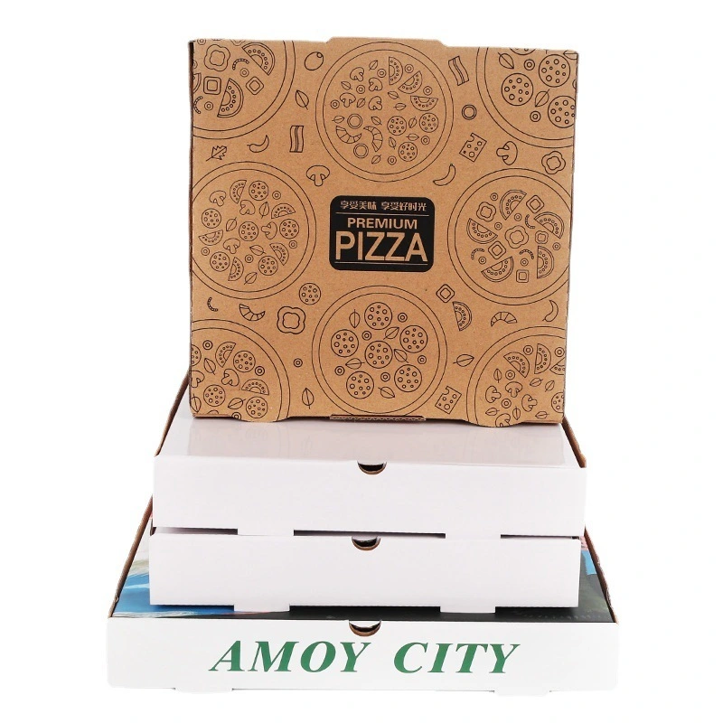 Custom printed personalised all size 9 10 11 12 14 18 Inch corrugated fries hamburger kraft paper pizza boxes Custom packaging hexagon square triangle carton 14inch 16 inch pizza box for food 1