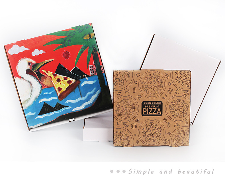 Custom printed personalised all size 9 10 11 12 14 18 Inch corrugated fries hamburger kraft paper pizza boxes Custom packaging hexagon square triangle carton 14inch 16 inch pizza box for food 6