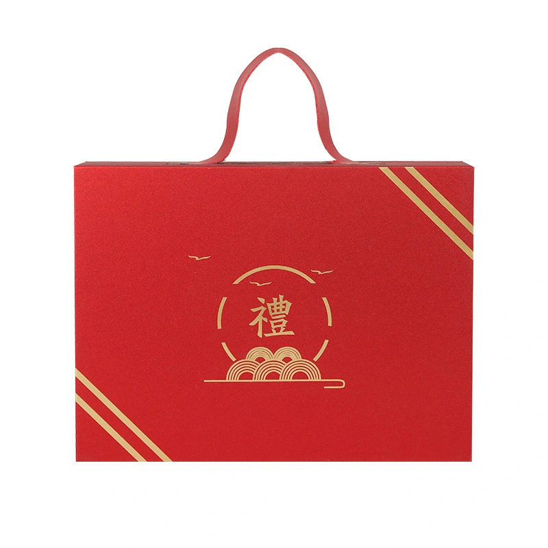Custom Wholesale High-grade Bronzing Protable Paper Box Leather Portable Rope Packaging Birthday Party New Year Gift Box 1