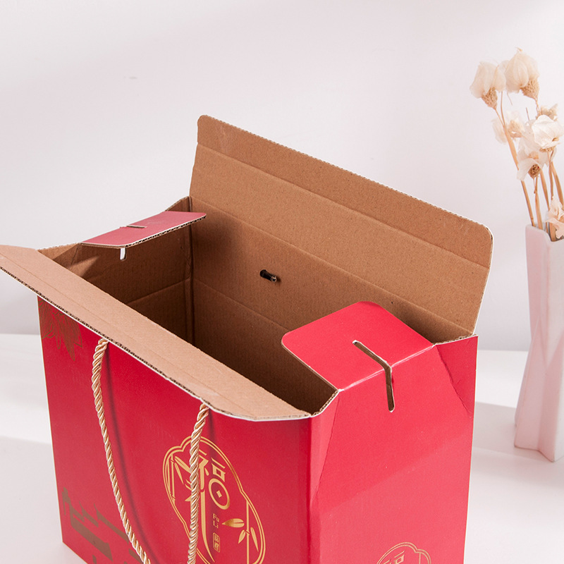 Custom wholesale cardboard red nut wine tea paper packaging printing Happy New Year gift box with logo 5