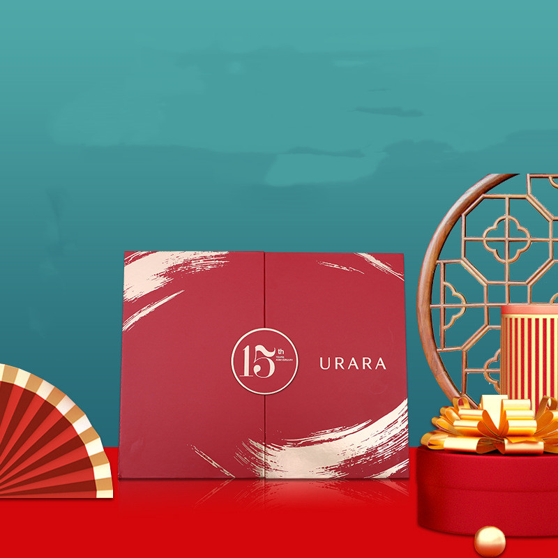 Customized luxury square nail nut wine tea set lash giveaways kit packing cardboard Happy New Year gift box with logo 5