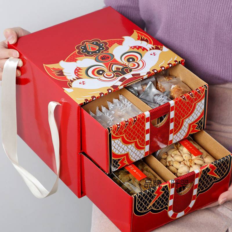 Custom wholesale big small mini paper boxes packaging supplies custom size shape Happy New Year gift box with customized logo 4