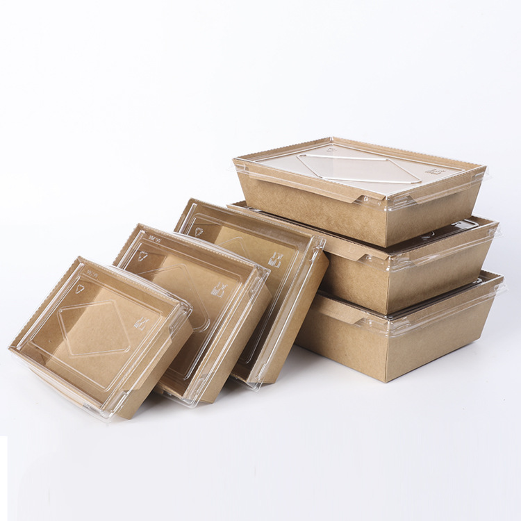 Manufacture Recyclable Disposable Square restaurant Snack Chips Bagasse Craft Kraft cardboard Paper food Packaging burger takeaway box 1