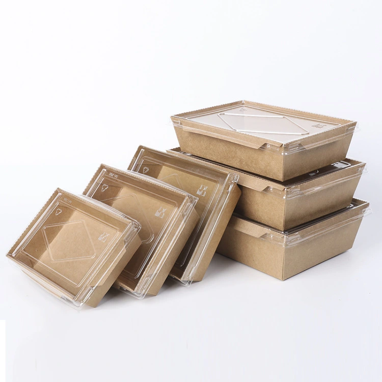 Manufacture Recyclable Disposable Square restaurant Snack Chips Bagasse Craft  Kraft cardboard Paper food Packaging burger takeaway box 1