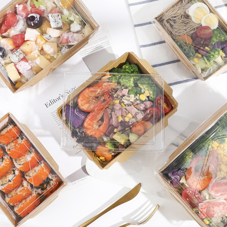 Manufacture Recyclable Disposable Square restaurant Snack Chips Bagasse Craft Kraft cardboard Paper food Packaging burger takeaway box 4