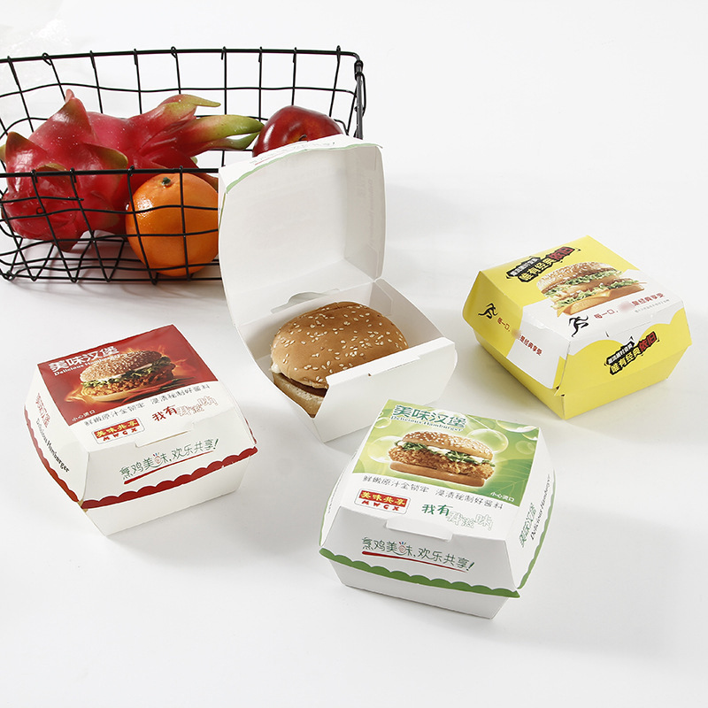 Custom Disposable Food Grade Cardboard hamburger Packaging Paper Burger Box 5