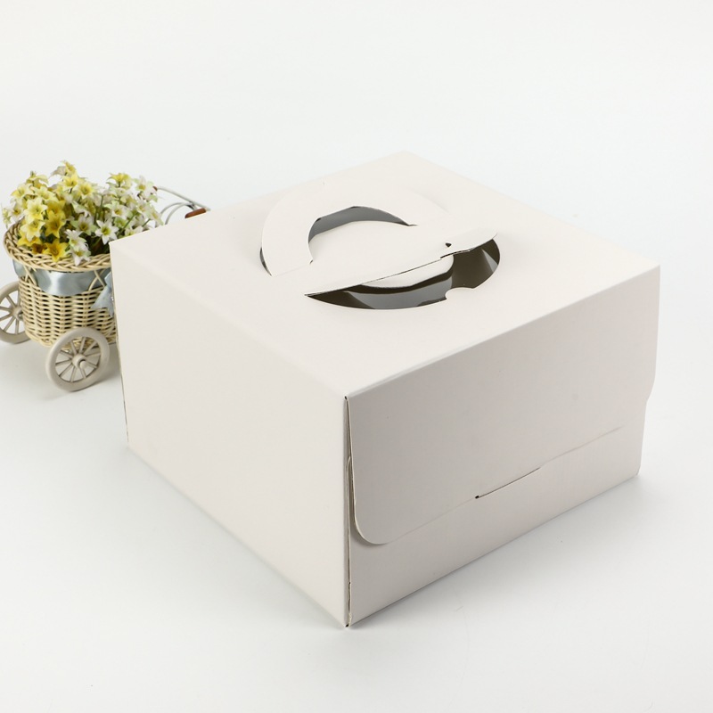 Wholesale Cardboard Paper Pop Packaging Customizable Square Luxury Birthday Clear Transparent Cake Box with Handle 5