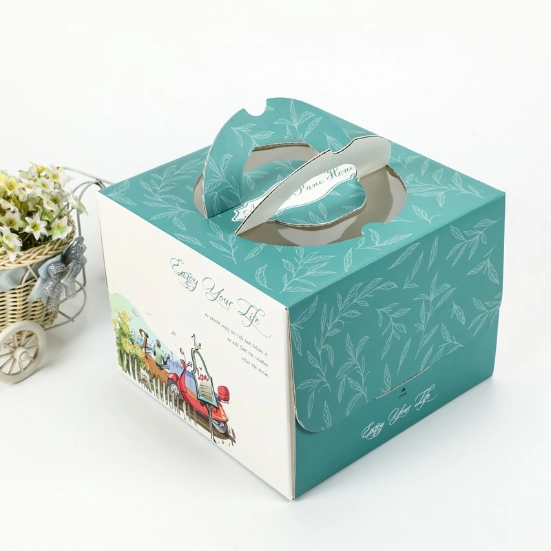 Wholesale Cardboard Paper Pop Packaging Customizable Square Luxury Birthday Clear Transparent Cake Box with Handle 1