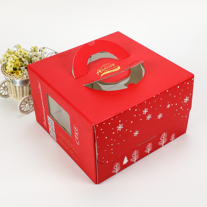 Wholesale Cardboard Paper Pop Packaging Customizable Square Luxury Birthday Clear Transparent Cake Box with Handle 4